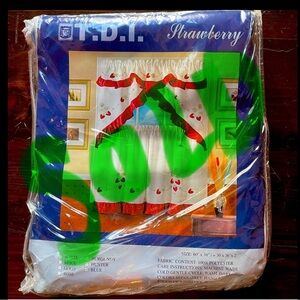 🍓 Vintage NWT Sealed BLUE Strawberry Curtains 🍓